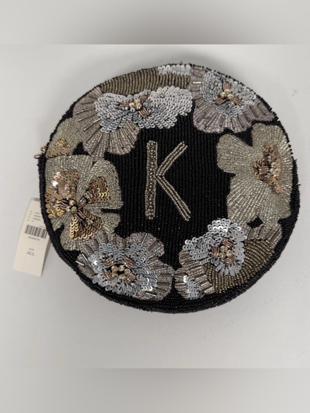Anthropologie Round Beaded Bag